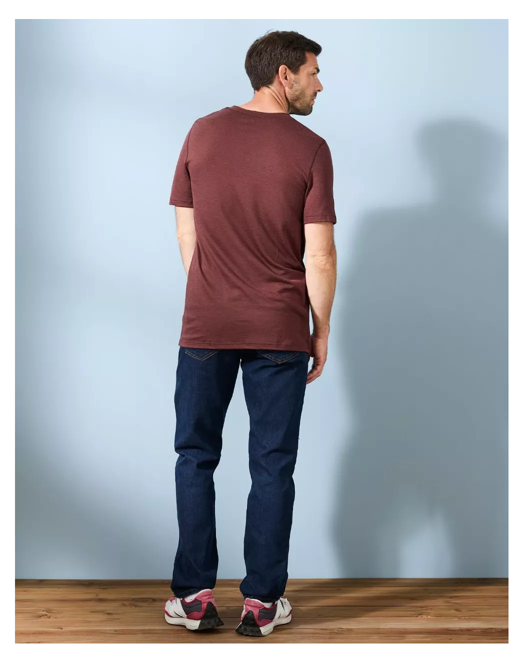 T-shirt laine merinos Homme Marron