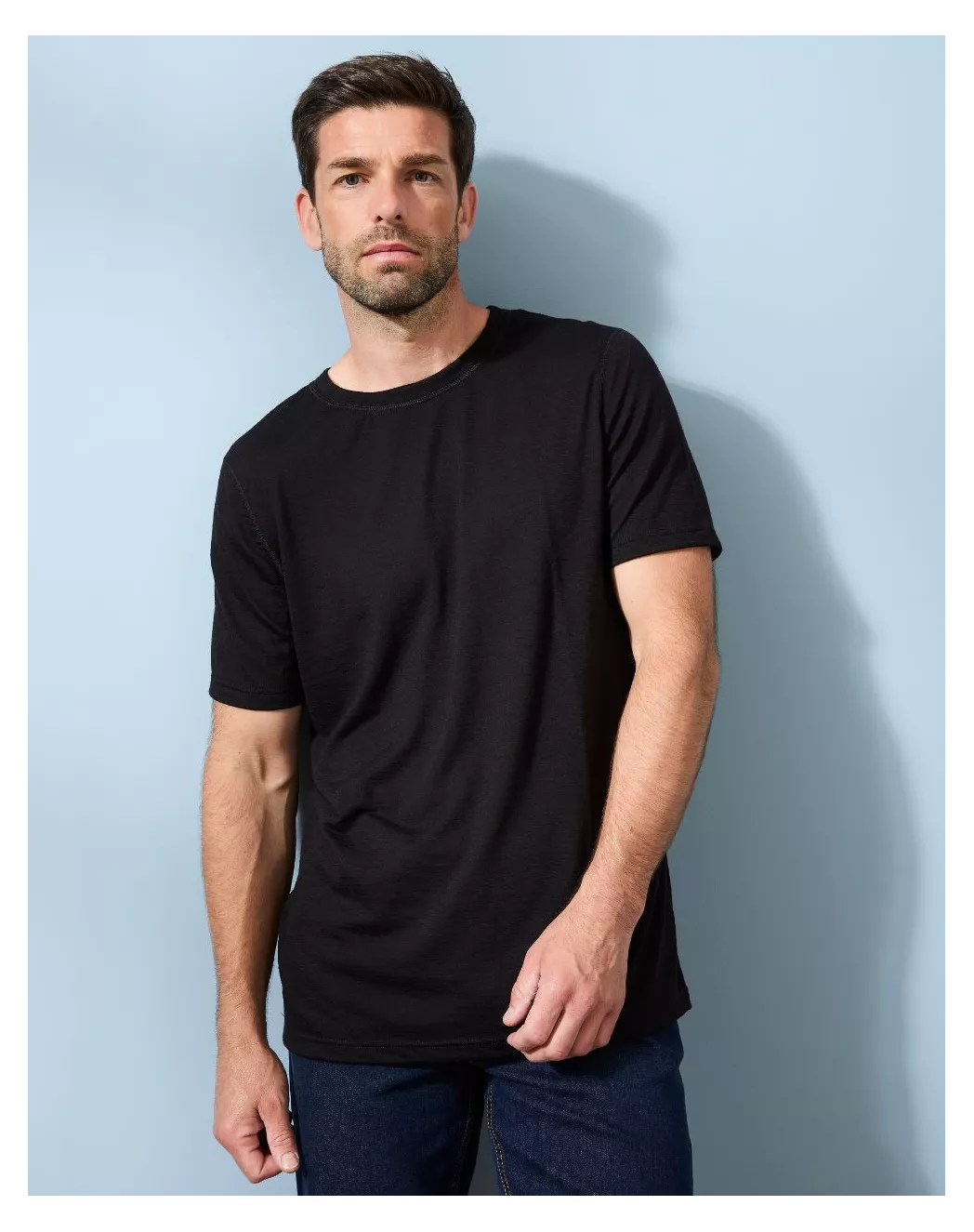T-shirt laine mérinos Homme Noir