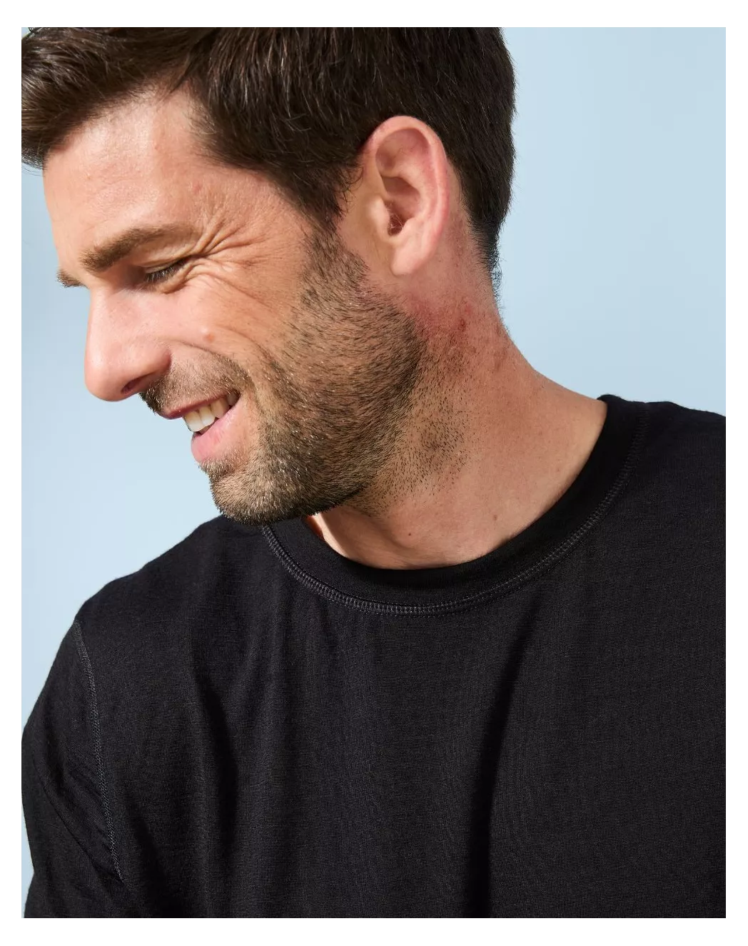 T-shirt laine mérinos Homme Noir