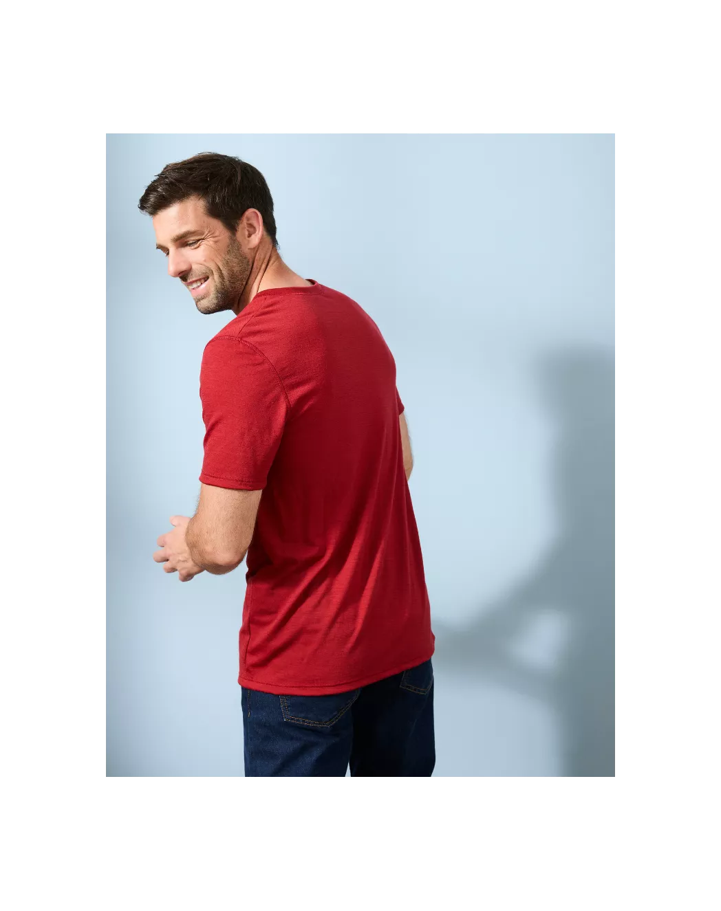 T-shirt laine merinos Homme rouge