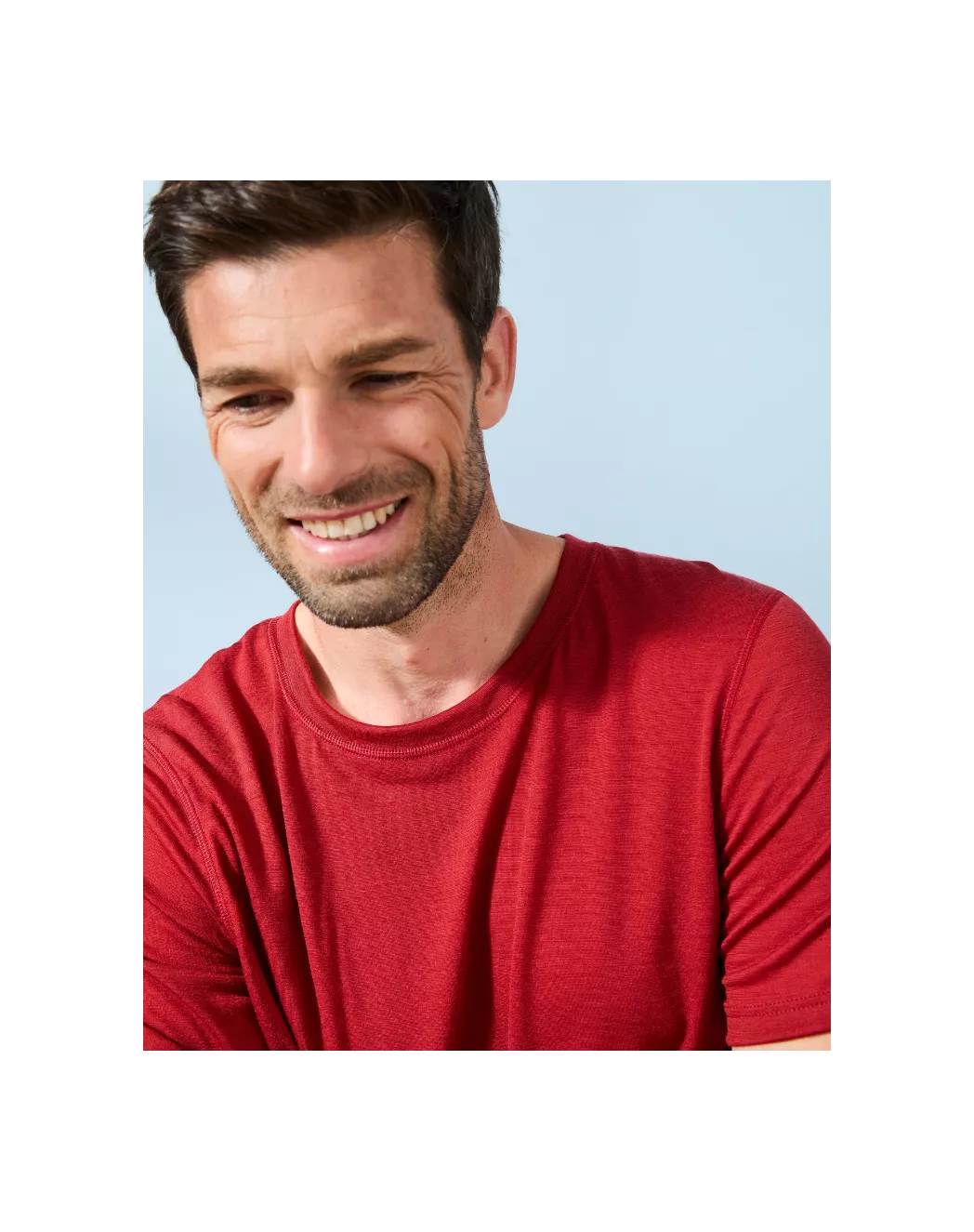 T-shirt laine merinos Homme rouge