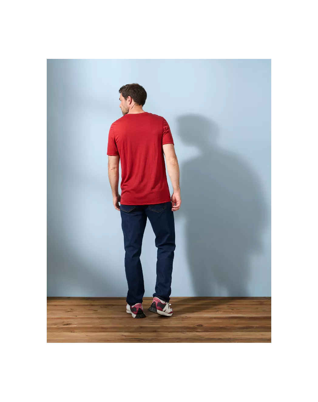 T-shirt laine merinos Homme rouge