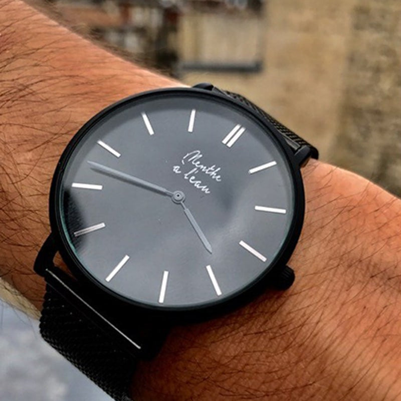 Montre maille Milanaise noire pour homme