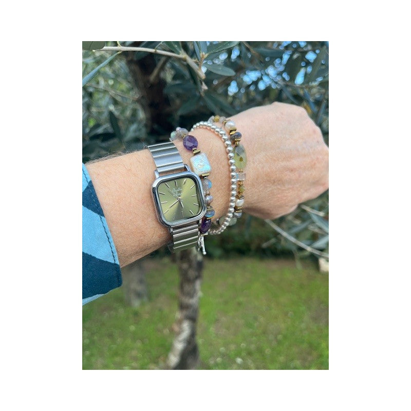 Montre L'imprévu maille bleu turquoise