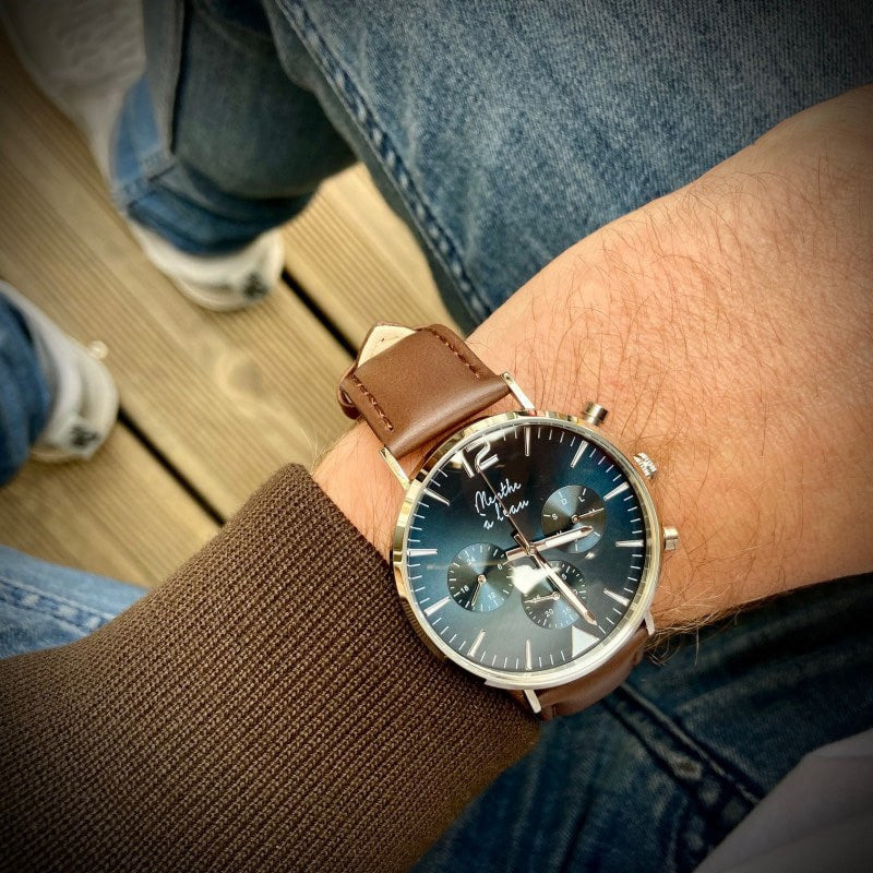 Montre homme bracelet cuir marron