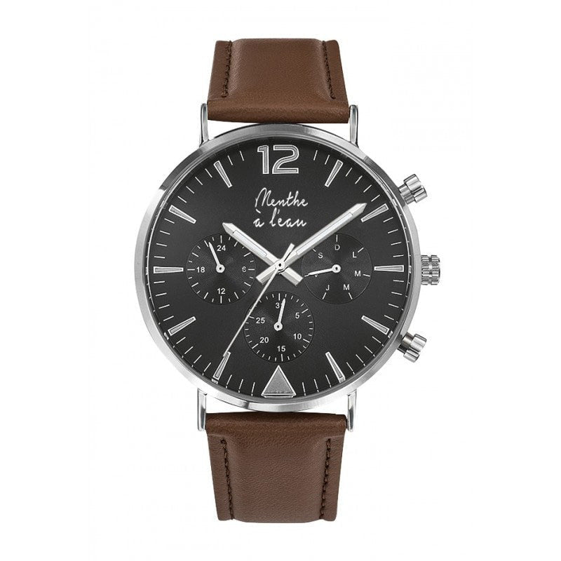 Montre homme en cuir marron