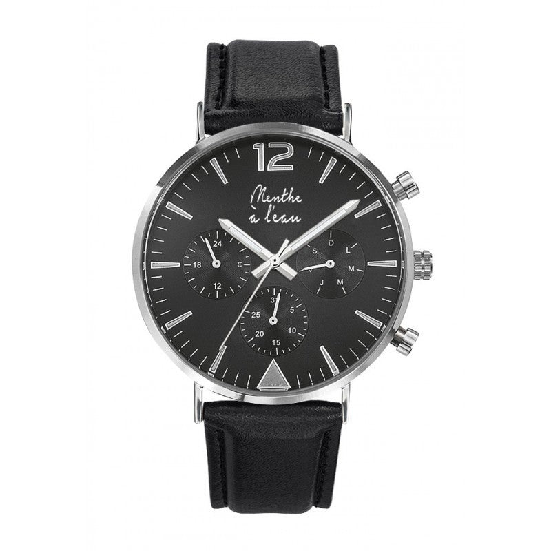 Montre pour homme cuir noir