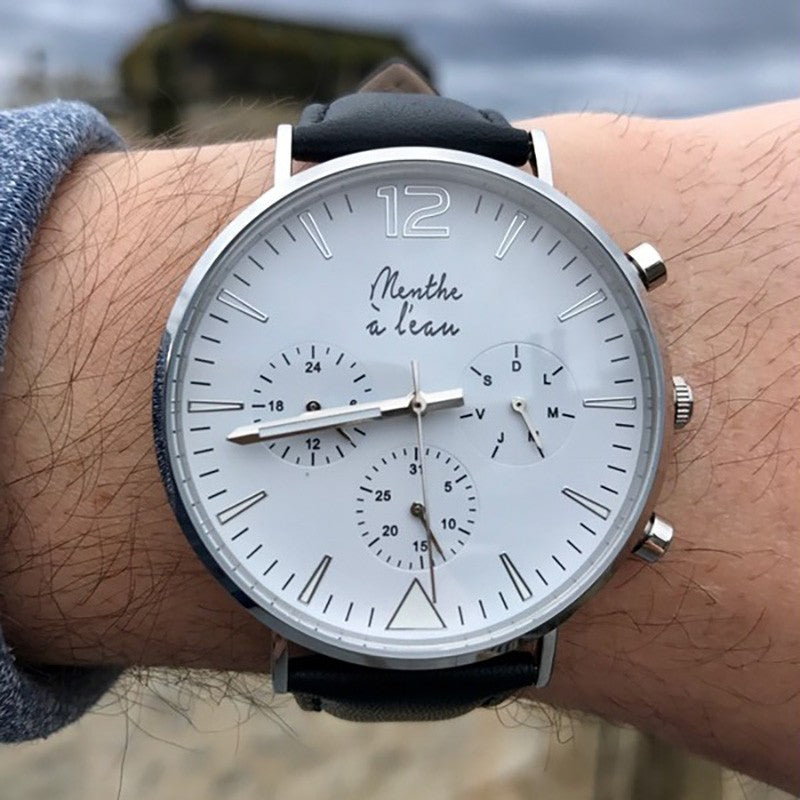 Montre La Précise cuir noir