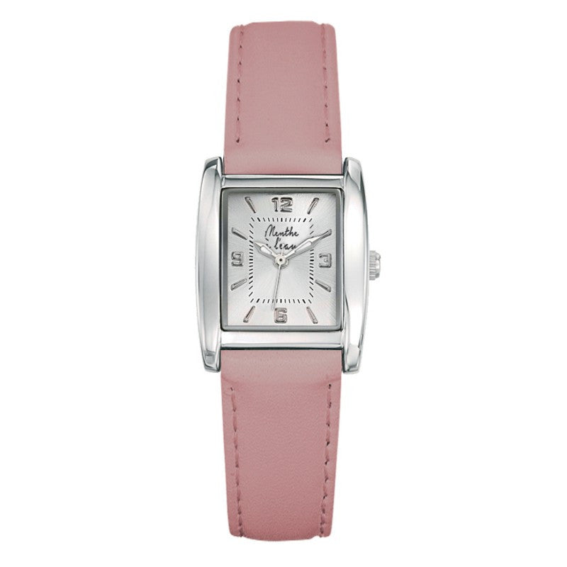 Montre La Rectangle cuir rose pastel