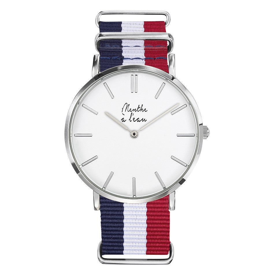 Montres homme pas cher bracelet Bleu blanc rouge