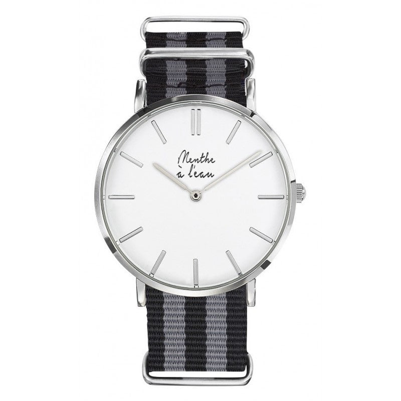 Montre homme pas cher chromée noir et gris