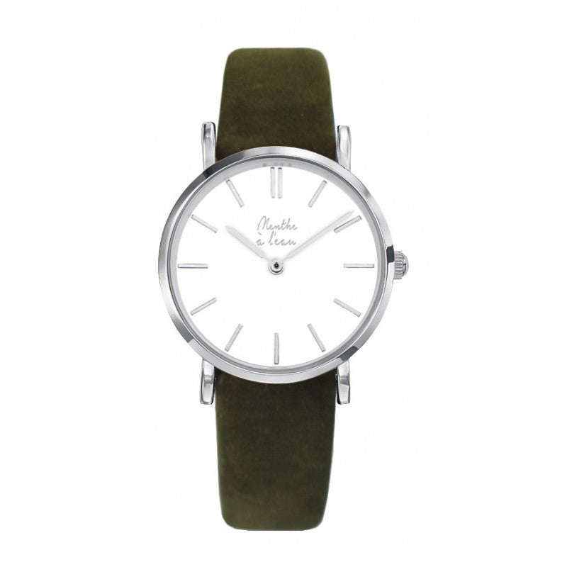 Montre La Véritable cuir kaki fond blanc