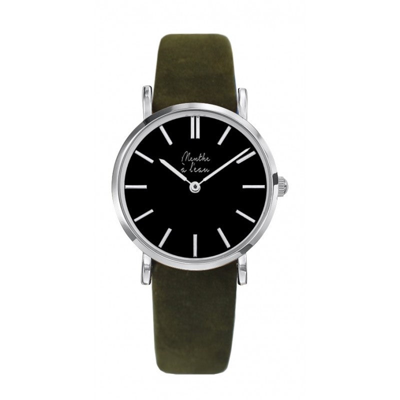 Montre La Véritable cuir kaki fond noir