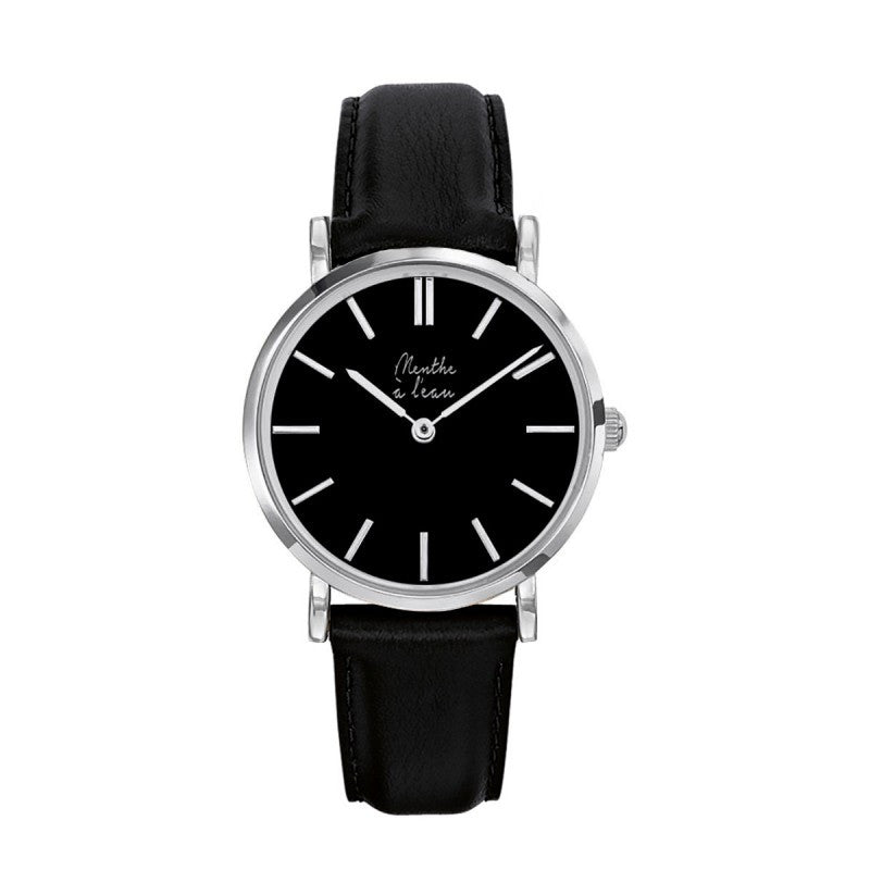Montre La Véritable cuir noir fond noir