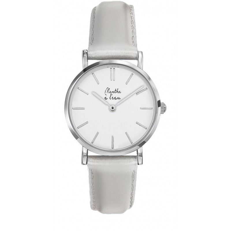 Montre La Véritable cuir argenté cadran blanc chromé