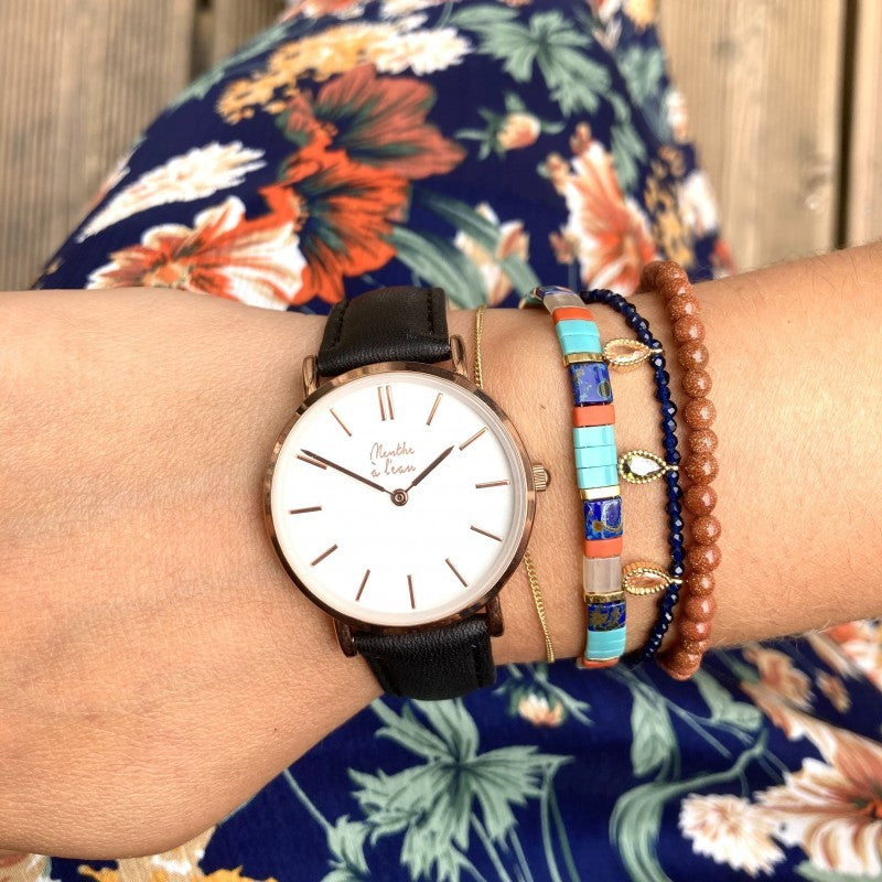 Montre La Véritable cuir noir