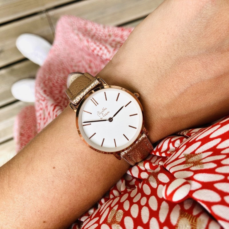 Montre La Véritable cuir rose 