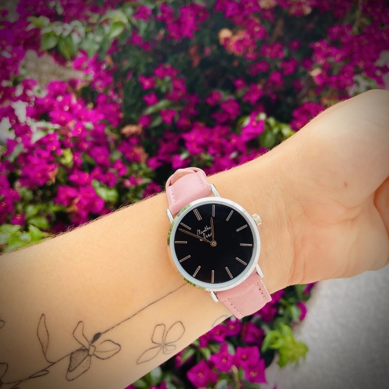 Montre La Véritable cuir rose pastel
