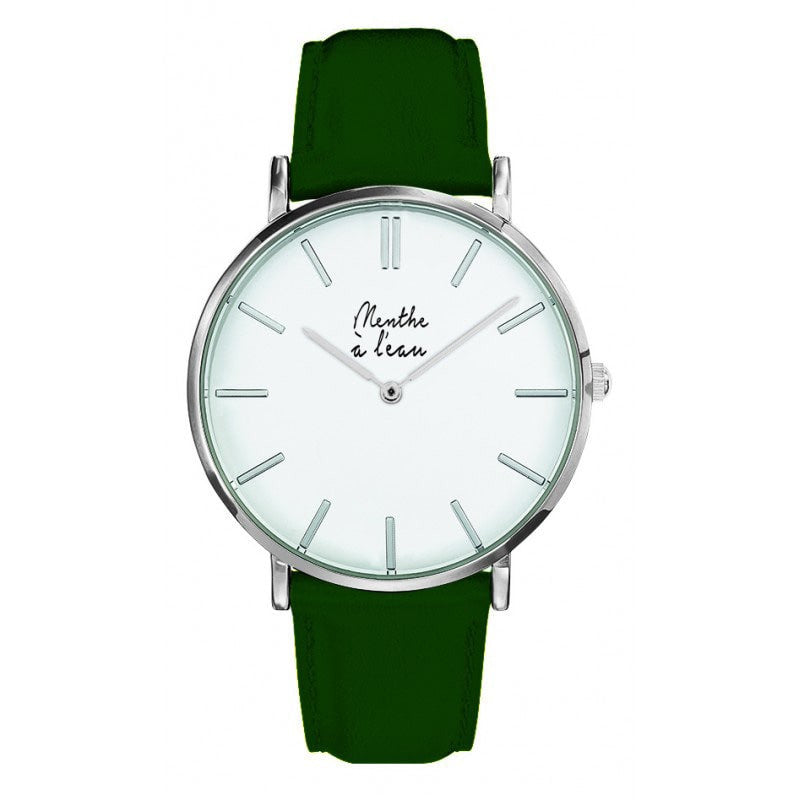 Montre homme bracelet cuir Vert 