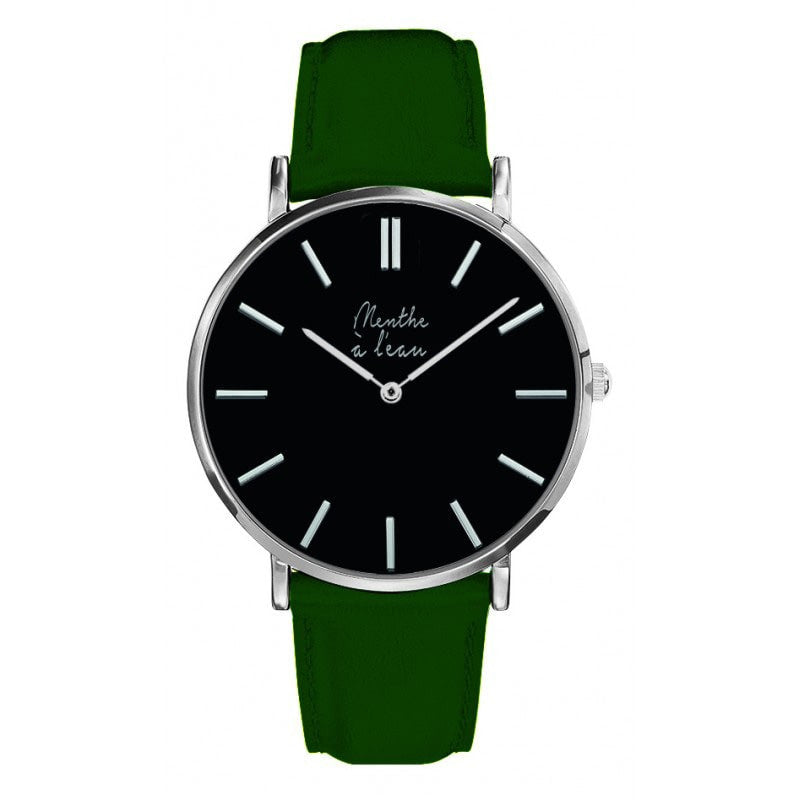 Montre homme bracelet cuir Vert 