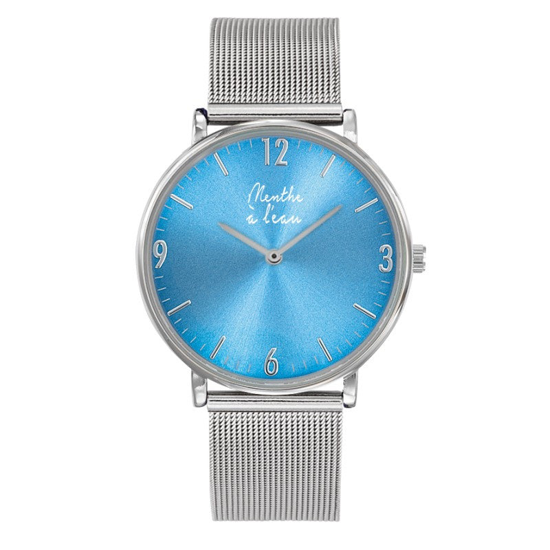 Montre L'imprévu maille bleu turquoise