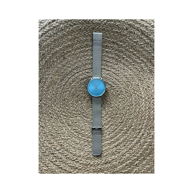 Montre L'imprévu maille bleu turquoise