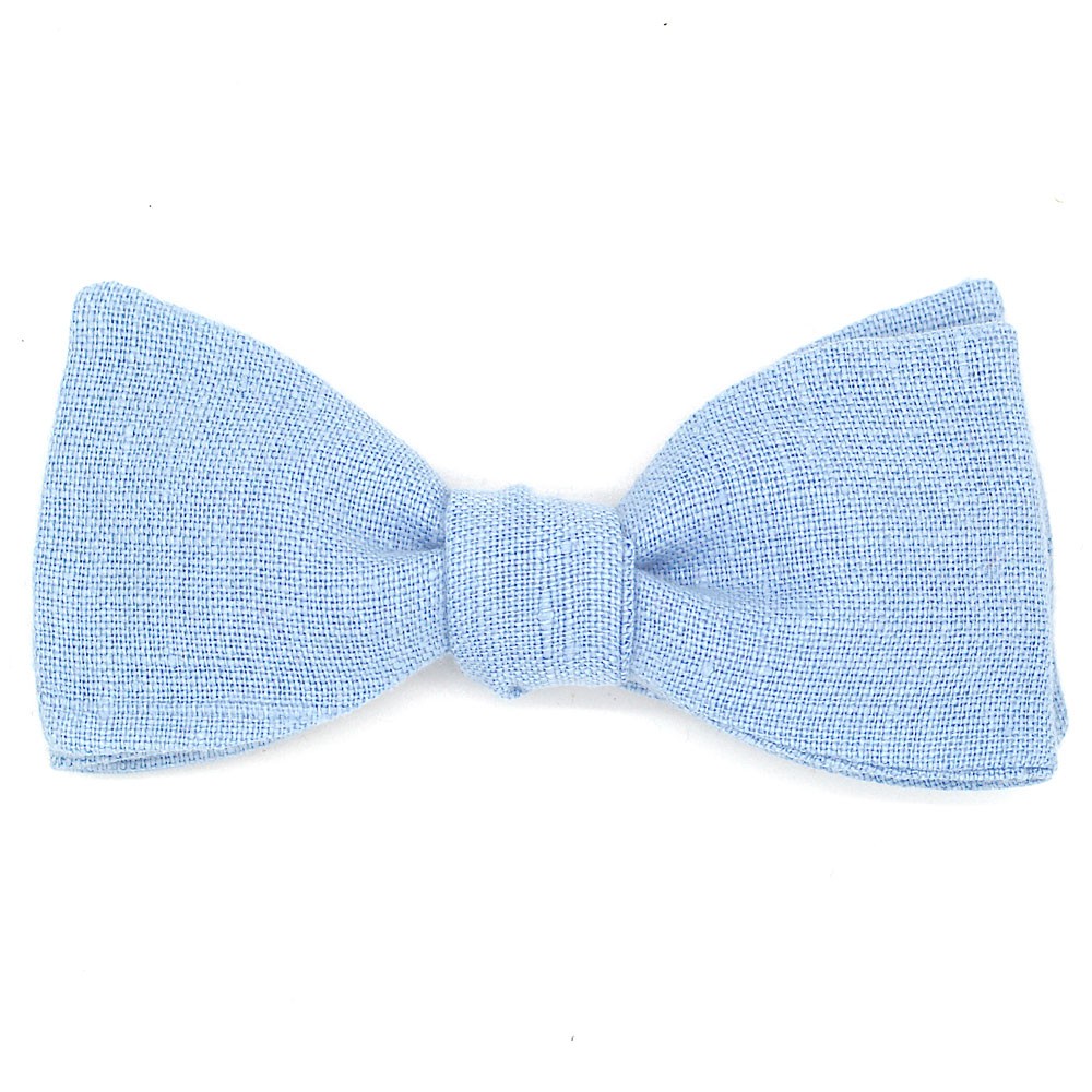 Noeud papillon bleu ciel uni en lin