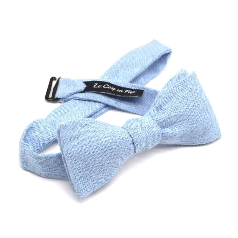 Noeud papillon bleu ciel uni en lin