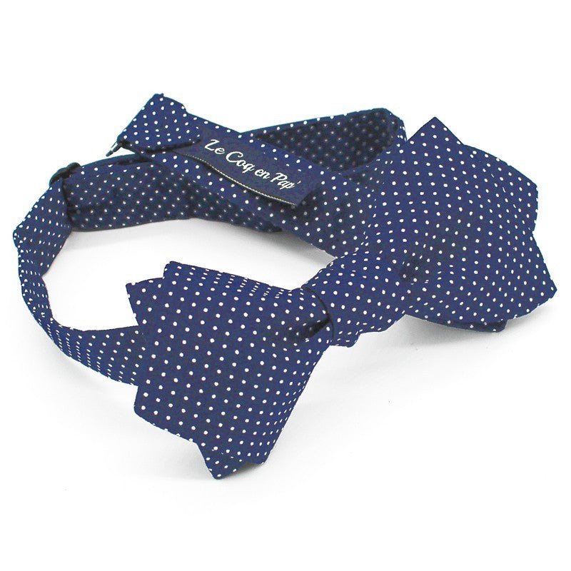 Noeud papillon bleu nuit à pois