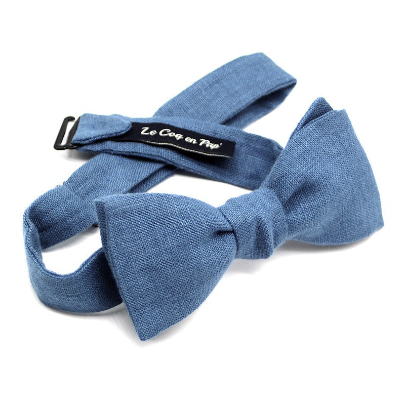 Noeud papillon bleu stone en lin