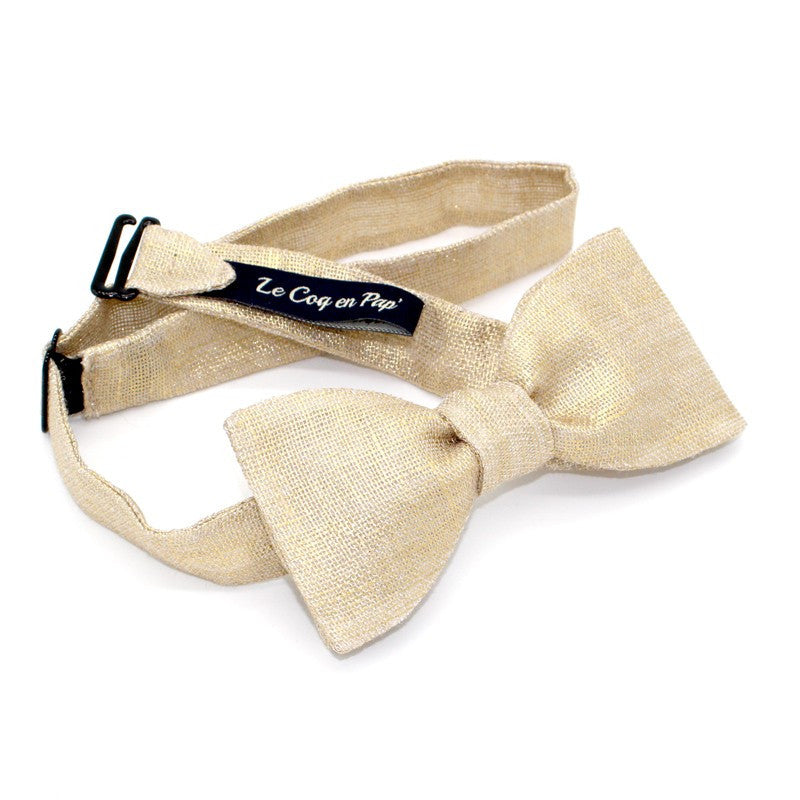 Noeud papillon champagne en lin