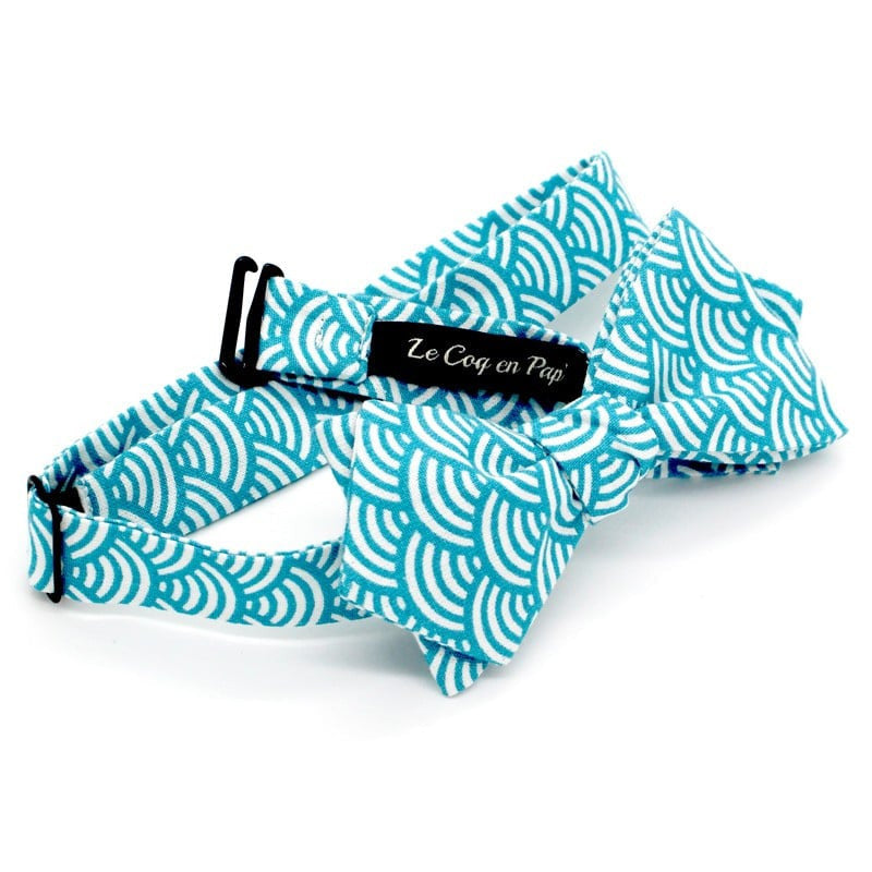 Noeud papillon japonais bleu turquoise