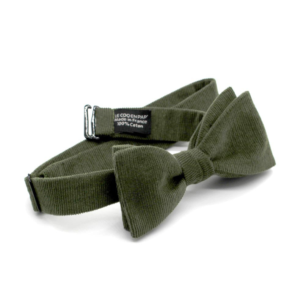 Noeud papillon vert kaki en velours