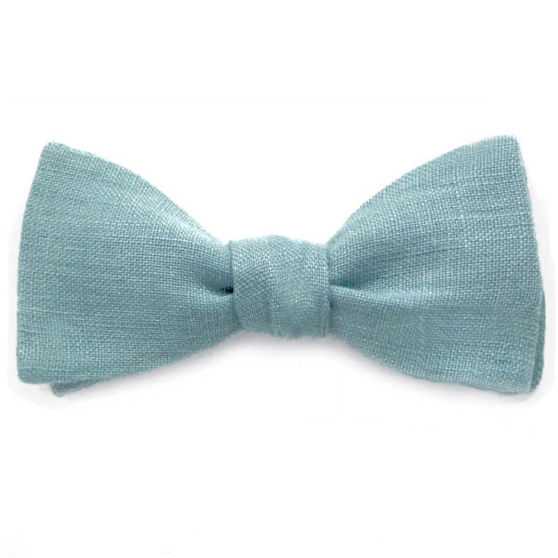 Noeud papillon vert céladon uni en lin