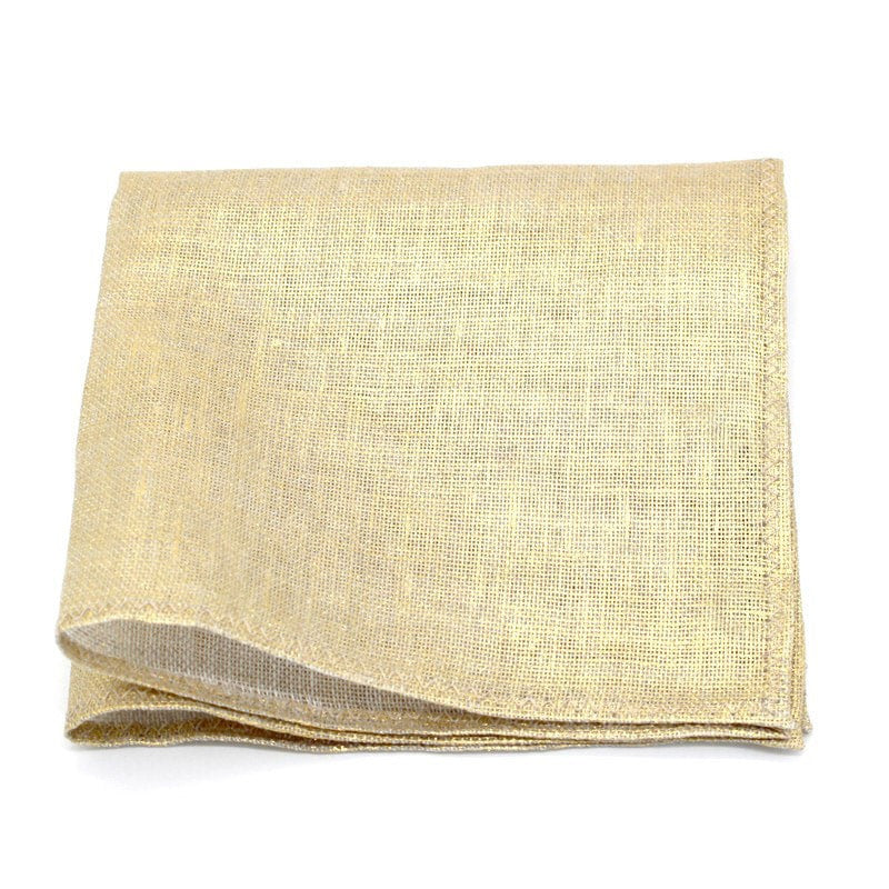 Pochette de costume champagne uni en lin