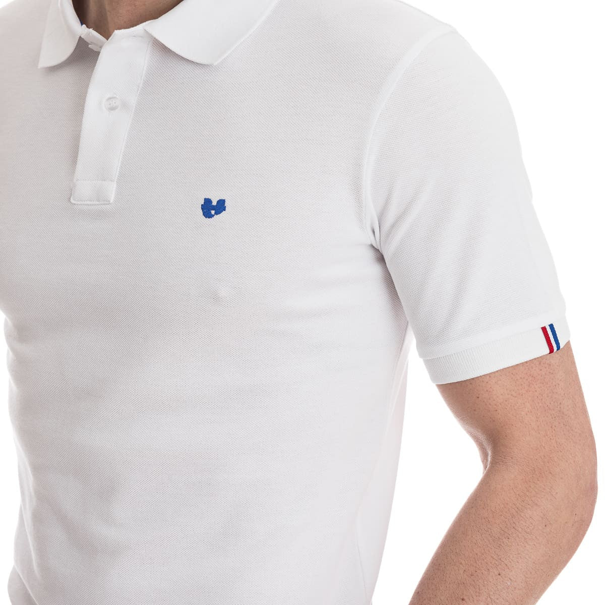 polo Français blanc à manches courtes