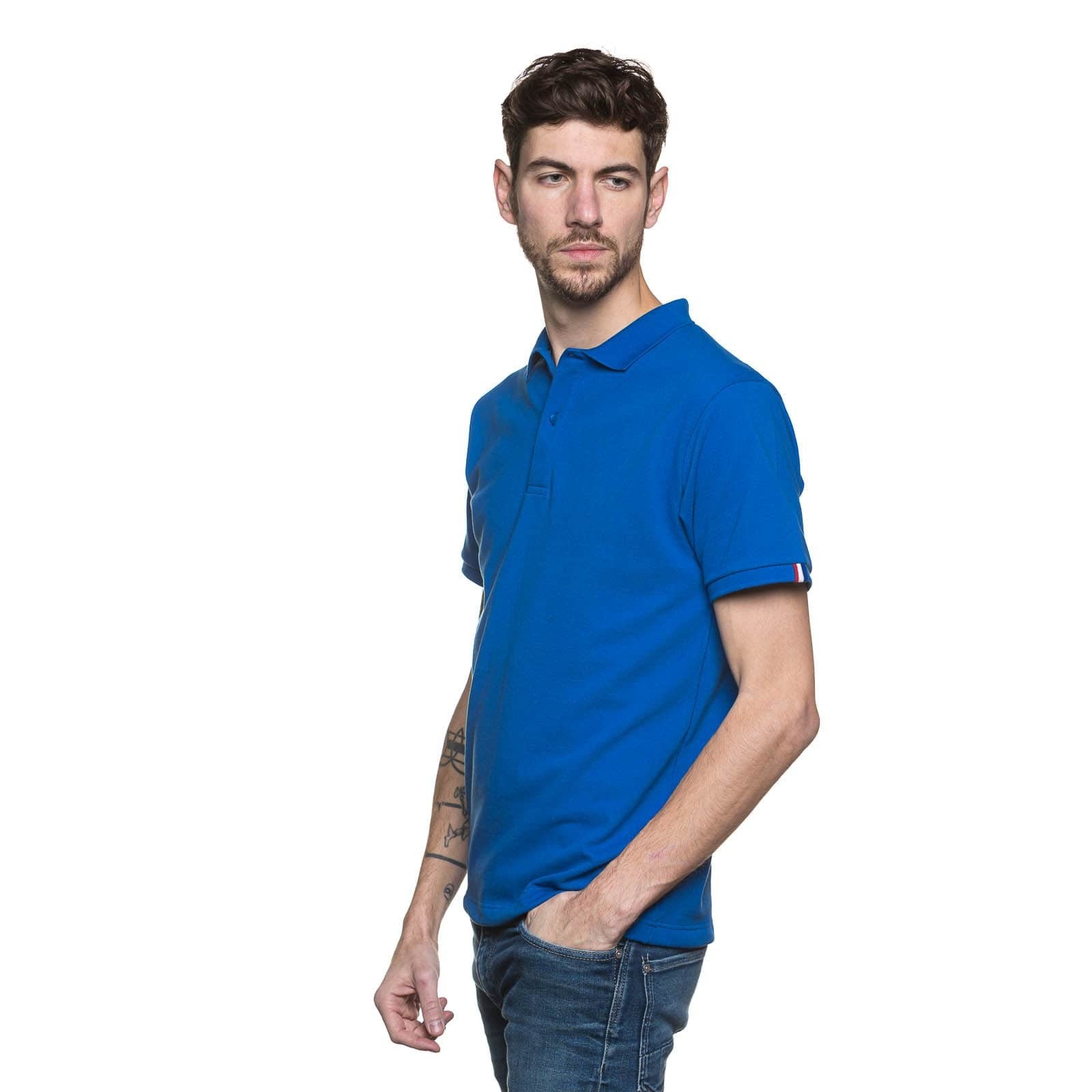 polo pour homme à manche courte bleu