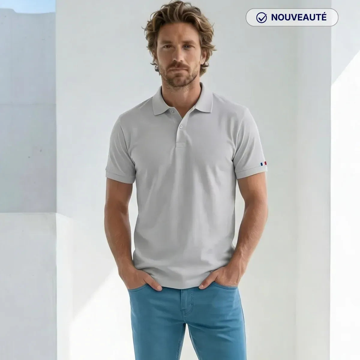 Polo gris clair homme | PALÂBA - Polo