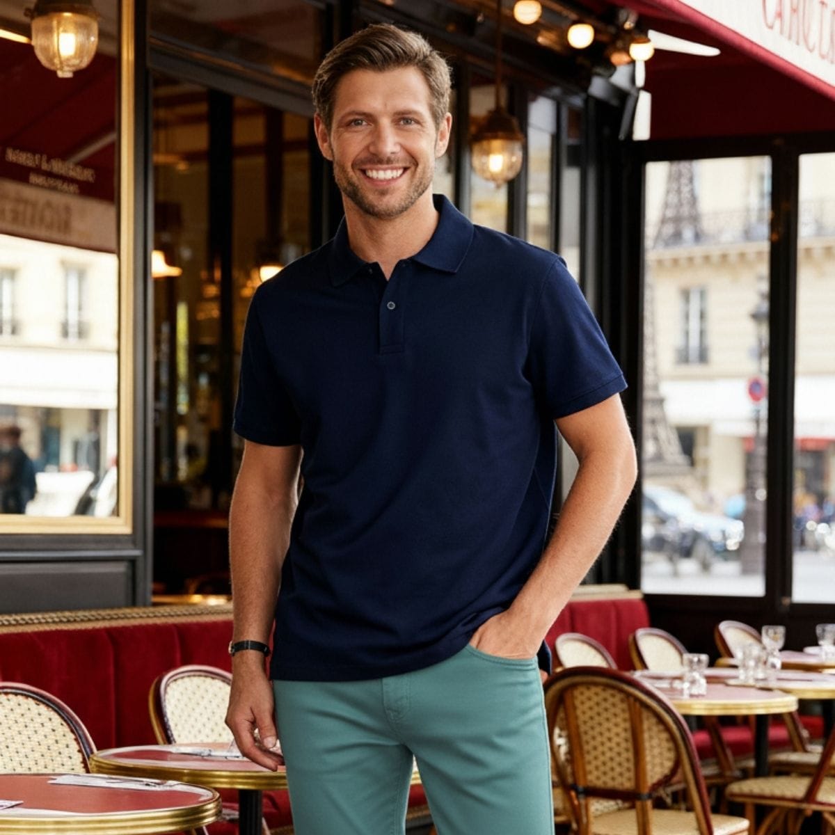 Polo homme bleu marine