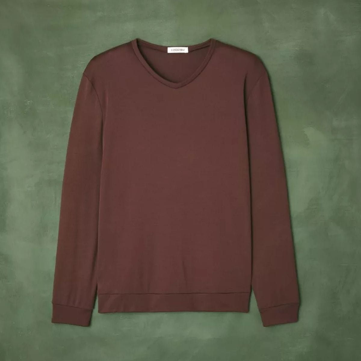 Pull en laine col V Chocolat