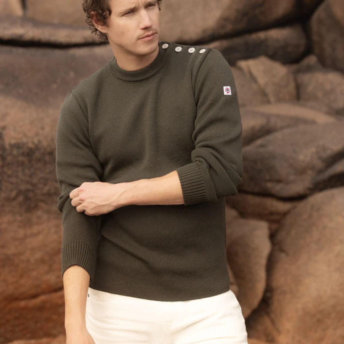 Pull marin homme kaki