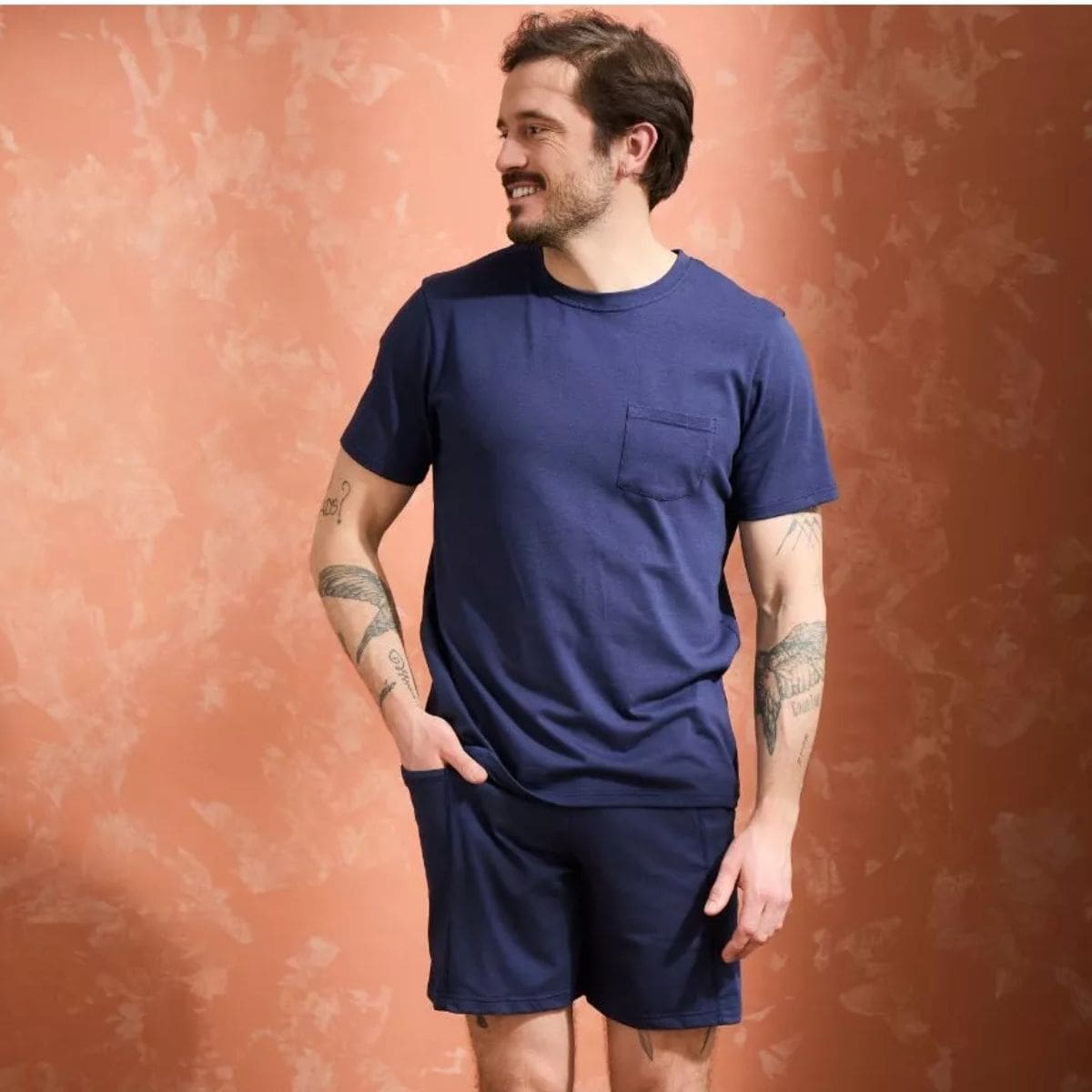 Short coton Homme Marine