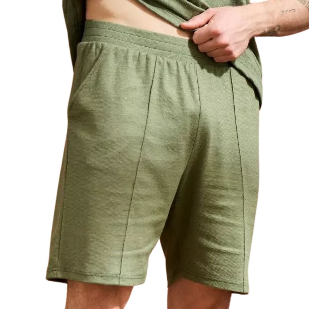 SHORT EN LIN HOMME KAKI
