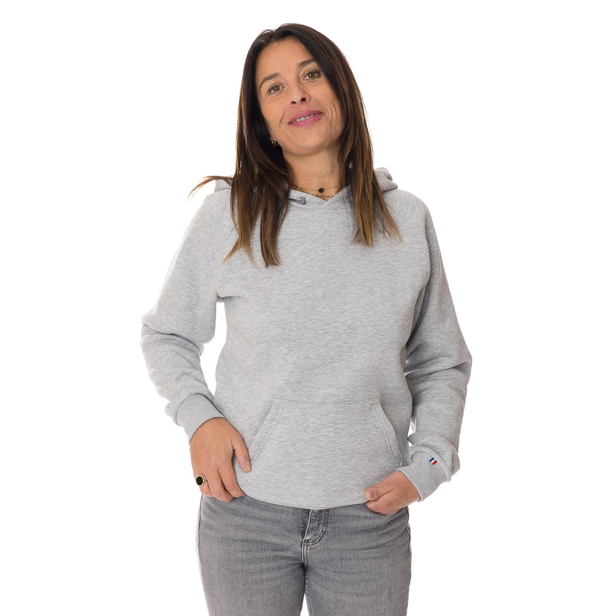 Sweat à capuche femme gris