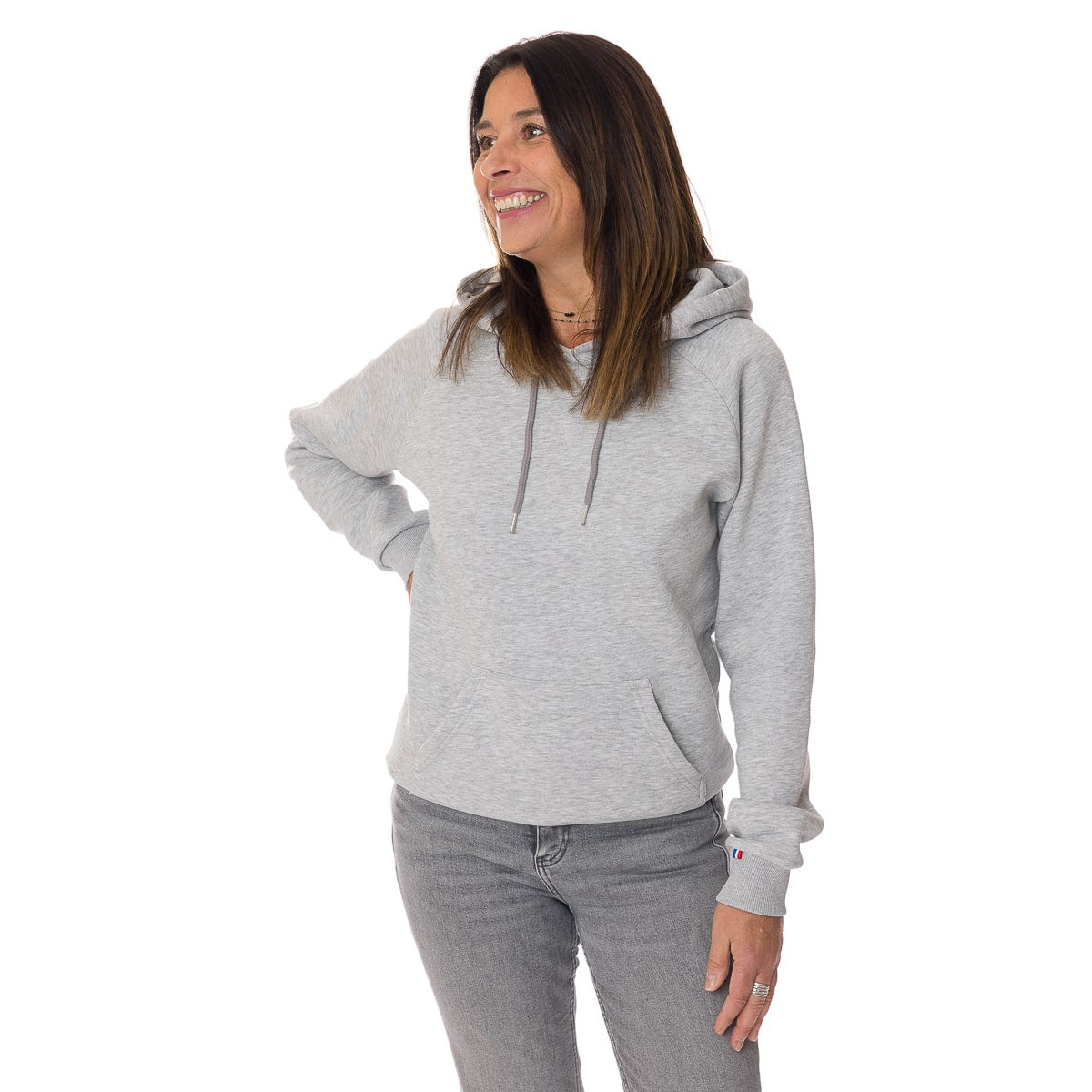 Sweat à capuche femme gris