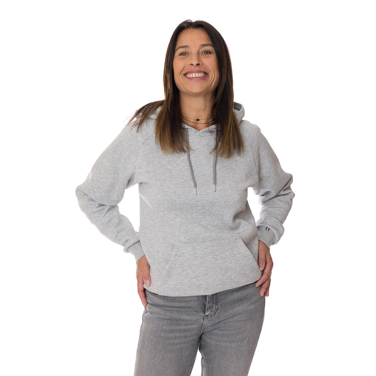 Sweat à capuche femme gris