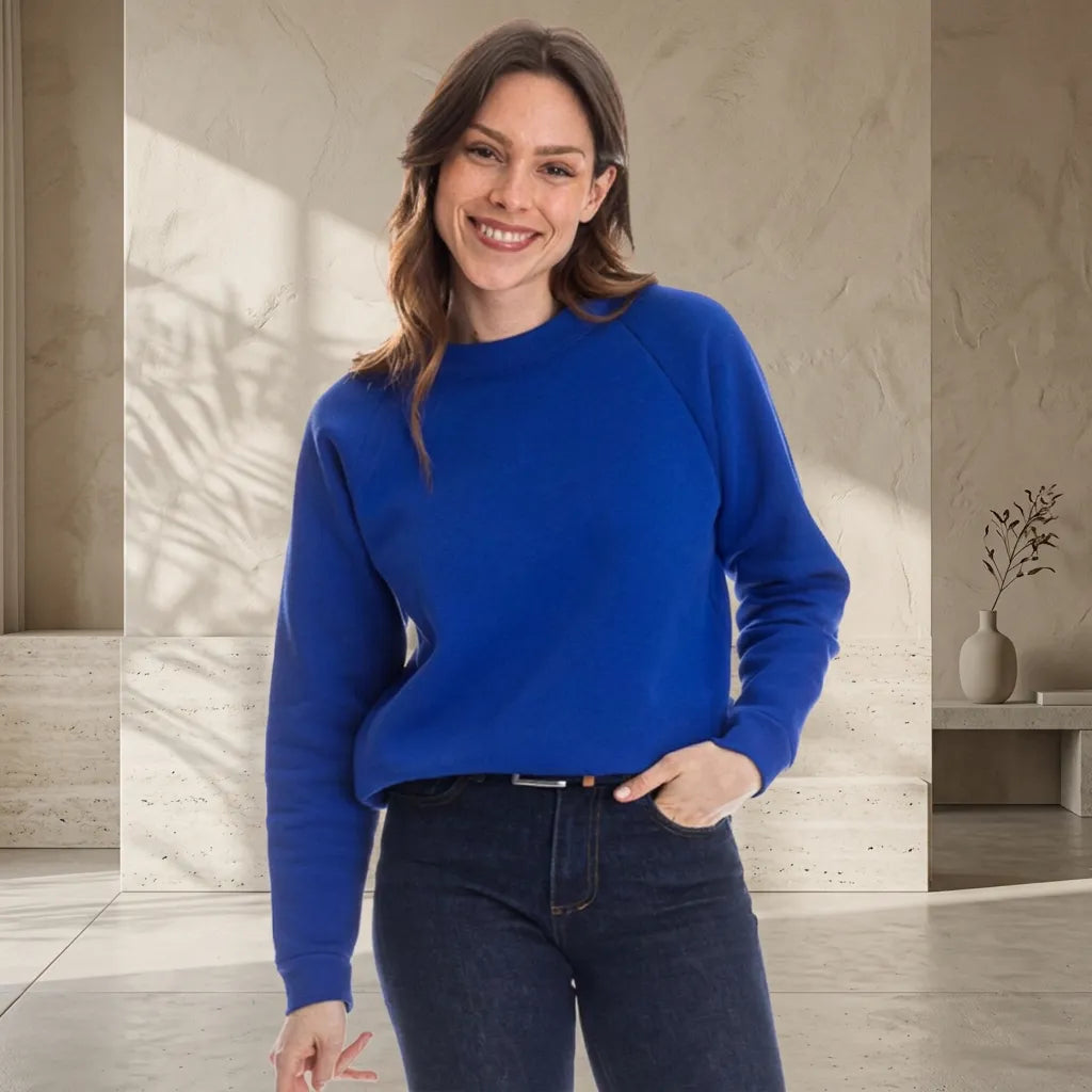 Sweat bleu électrique pour femme  sans capuche