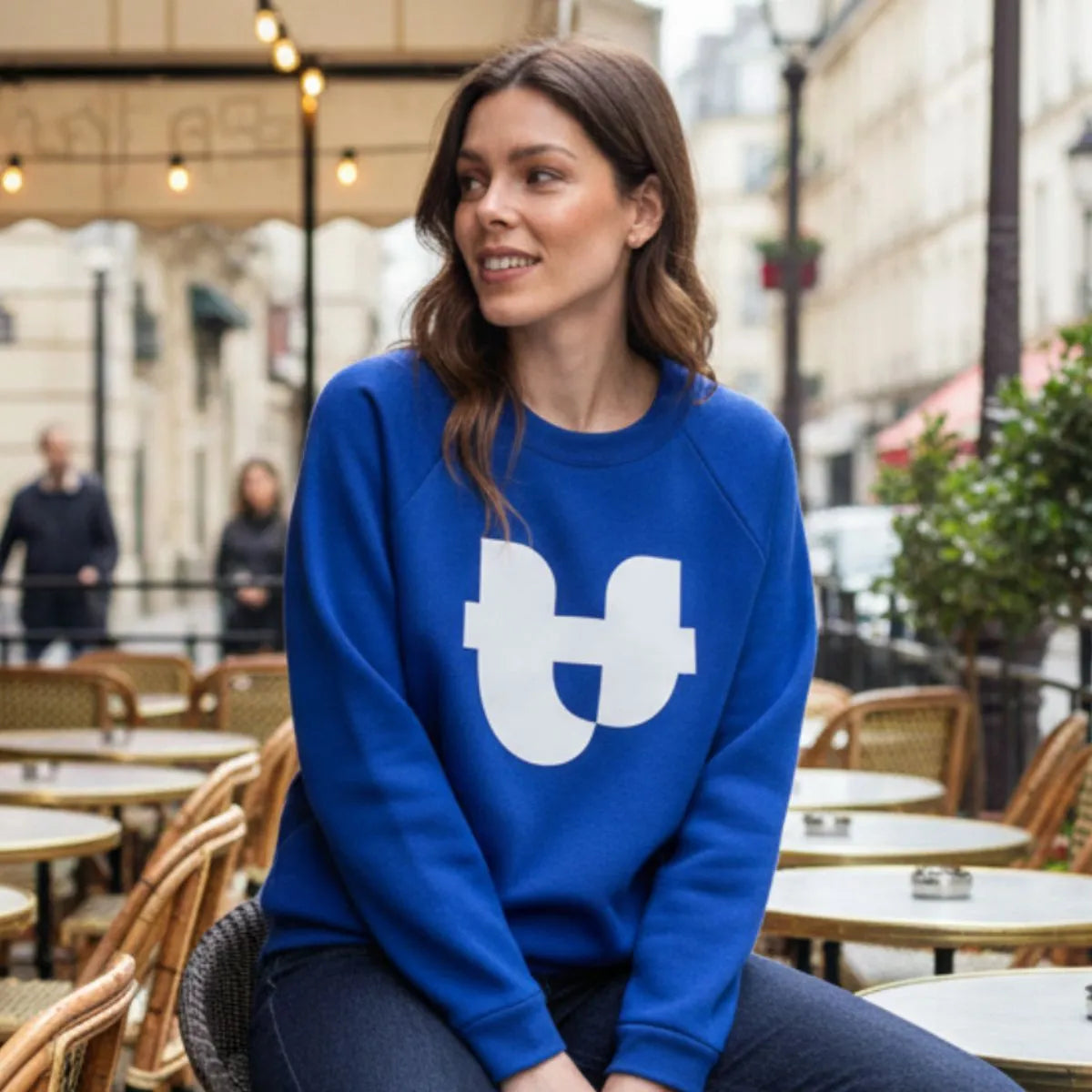 sweat bleu electrique pour femme made in france en coton