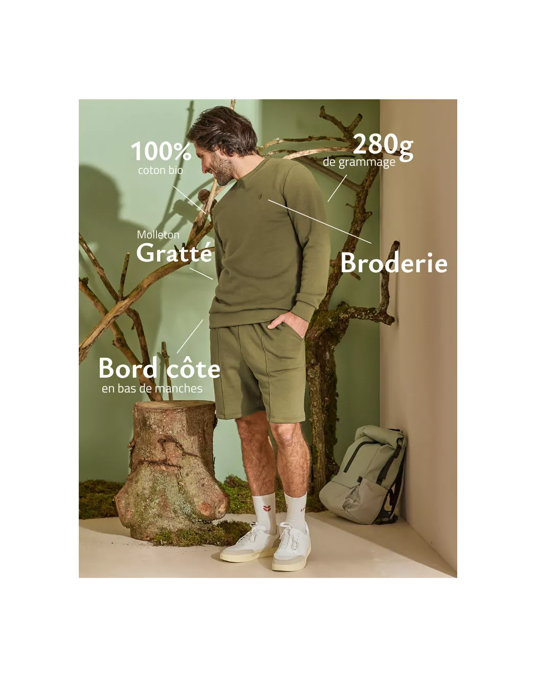 Sweat Homme sans capuche - Vert