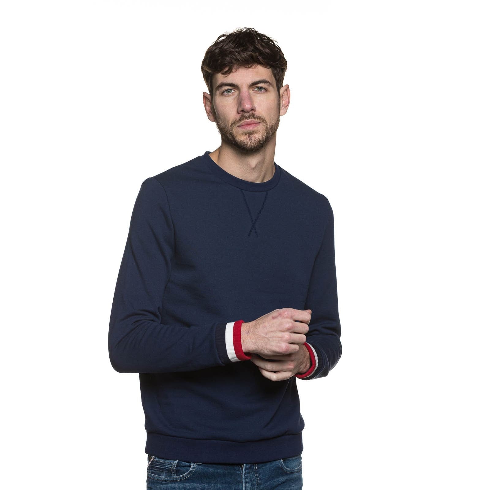 sweat français bleu marine pour homme à col rond